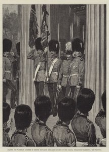 Collocazione dei Colori di Waterloo del Secondo Battaglione delle Guardie Granatieri nella Cappella, Caserma di Wellington